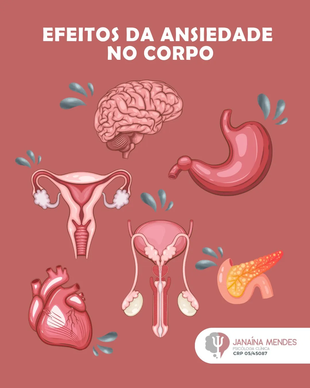 Slide 1 de 8: Efeitos da ansiedade no corpo